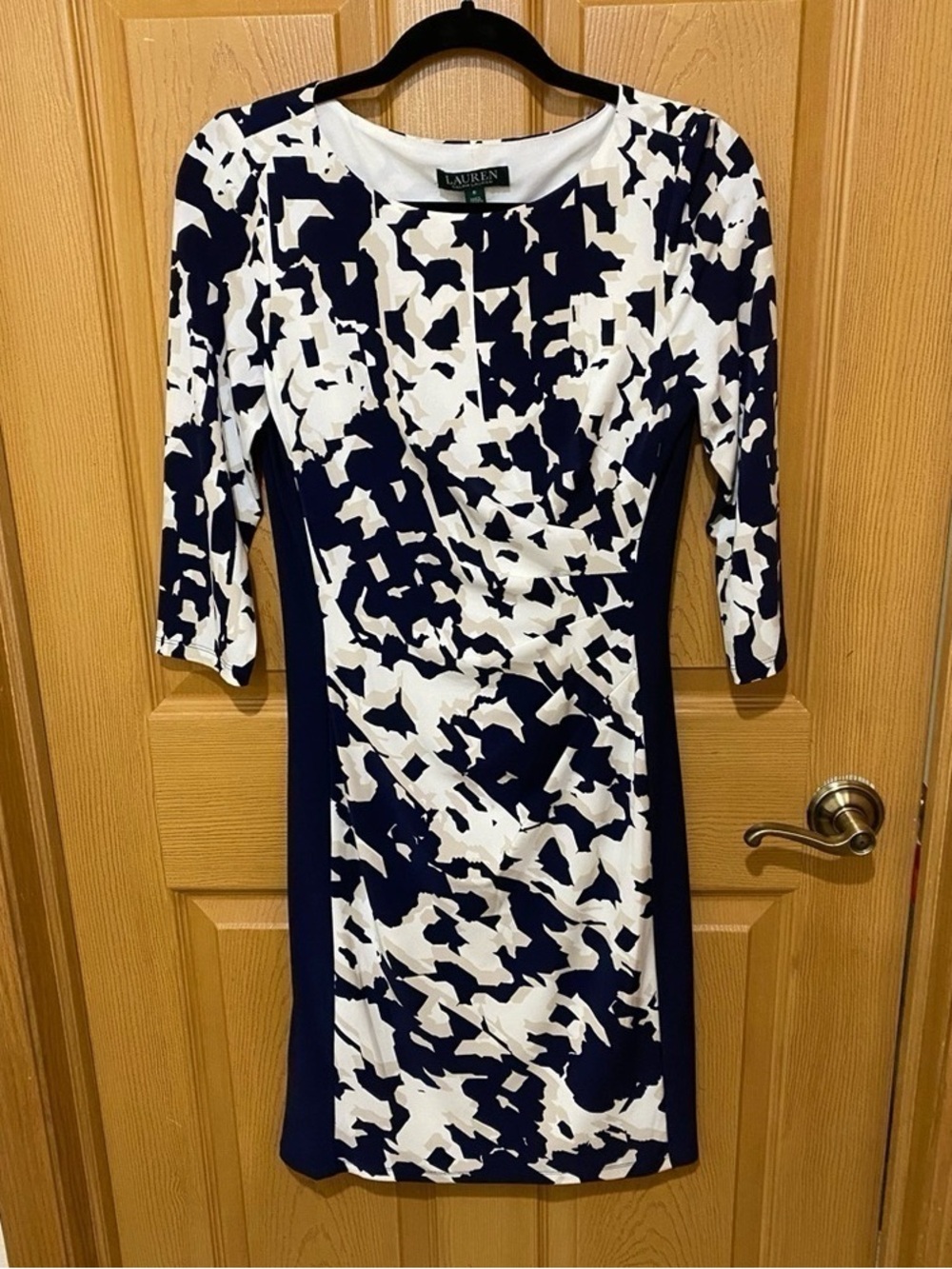 Navy & White Printed Sheath Dress